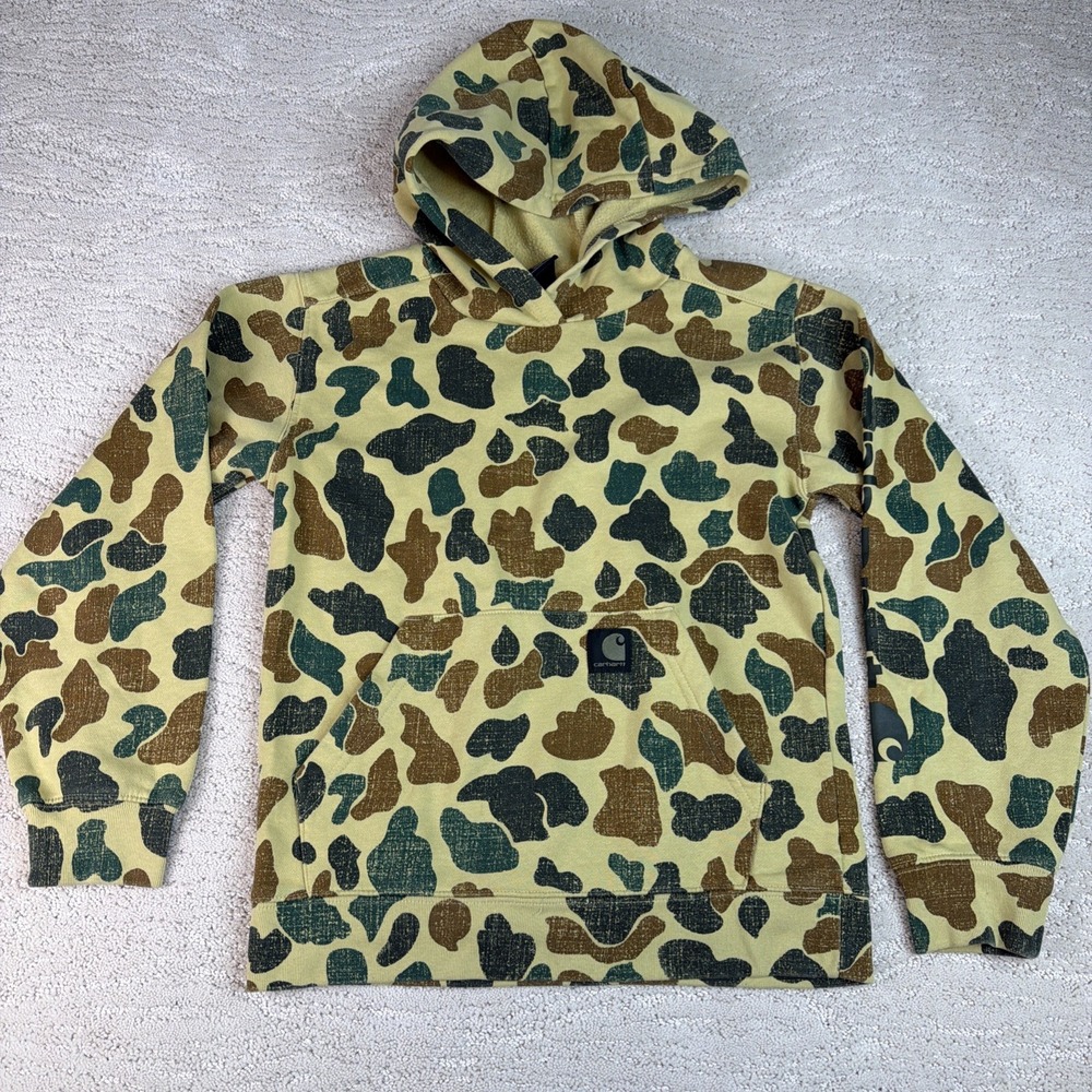 Boys‎ Carhartt Medium 10/12 Old School Duck Camo Pullover Hoodie Hunting